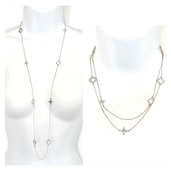 Sterling Silver & 14K Yellow Gold Quatrefoil Blossom Flower Necklace! - Picture 1 of 6